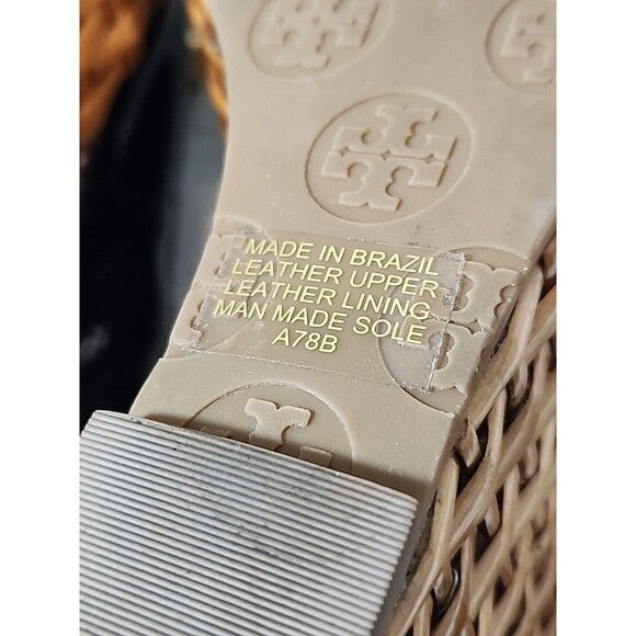 Tory Burch Navy Blue Patent Rope Bow Wedge Slingback Peep Toe Sandals Womens 10‎ - Picture 11 of 11